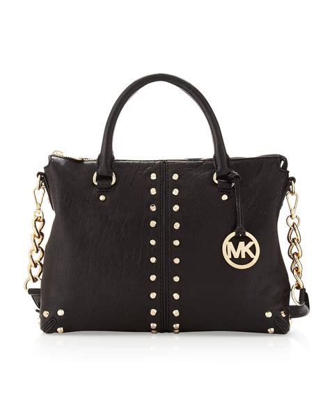 black studded michael kors bag|michael kors black studded handbag.